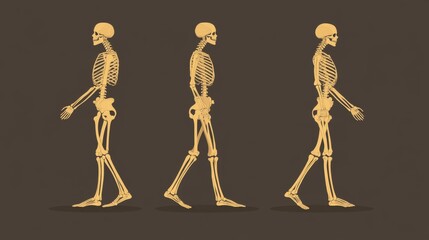 Poster - A medical illustration of the human skeletal system, highlighting the bones and joints, with a clean and precise design against a plain background