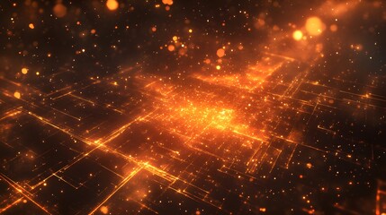 Poster - Dynamic light particles dance abstract digital space motion graphics dark background 3d visualization energy concept