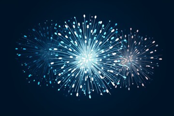 Aufkleber - Abstract exploding fireworks with blue and white particles creating a festive atmosphere on a dark background