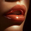 © Oli_Art_Studio - Close up of radiant lips with natural gloss, showcasing soft, inviting shine that enhances their beauty and allure. Perfect for beauty and cosmetic themes
