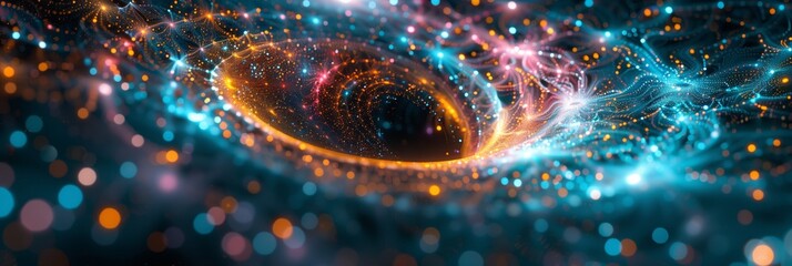 Aufkleber - A swirling vortex of digital data, with vibrant colors representing different information types and sizes
