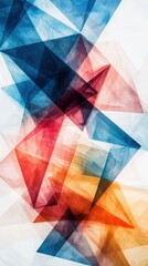 Poster - Dynamic geometric shapes blending into vibrant colors abstract art digital design modern environment eye-level view creative concept