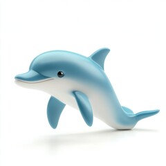 Adorable cartoon dolphin leaping, isolated on white.