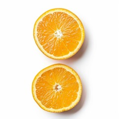 Poster - Two orange halves are showcasing their juicy texture against a clean white backdrop