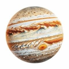 Poster - Jupiter planet rotating in space showing the great red spot, colorful stripes and swirling clouds