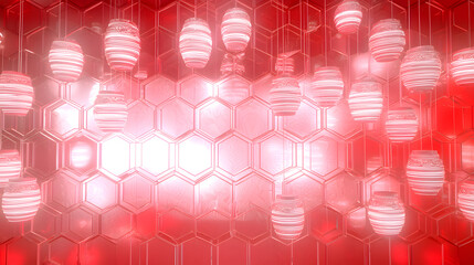 Poster - Illuminated lanterns create a stunning visual display modern gallery digital art contemporary close-up vibrant atmosphere
