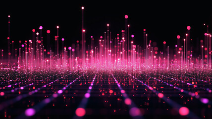 Poster - pink abstract data stream: a mesmerizing visualization of a digital data stream, with countless pink