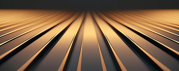 Aufkleber - Minimal symmetry idea. Abstract image of warm metallic lines creating a rhythmic, modern visual pattern.
