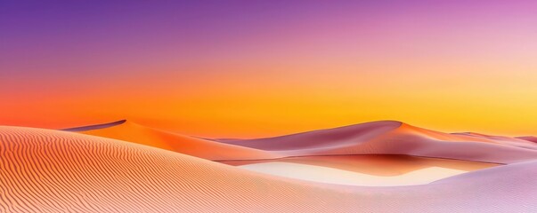 Poster - Symmetry gradient concept. A stunning desert landscape at sunset, showcasing vibrant colors and soft dunes.