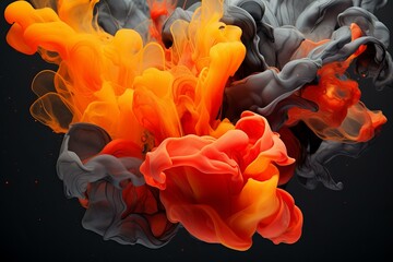 Poster - Colorful ink mixing in water creating abstract shapes with a dark background