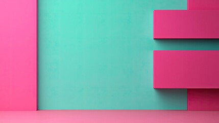 Poster - Vivid gradient concept. Vibrant geometric background with teal and pink colors for modern design projects.