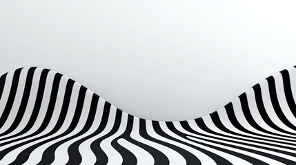 Poster - Minimal symmetry idea. A mesmerizing black and white wave pattern creating depth and dynamic movement.