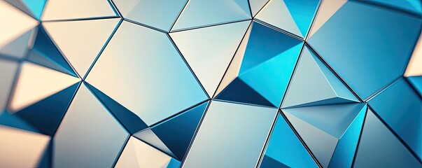 Aufkleber - Minimal symmetry idea. A vibrant geometric pattern featuring blue and silver triangular shapes.