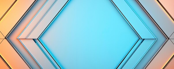 Aufkleber - Minimal symmetry idea. Vibrant geometric background with layered shapes in blue and orange tones.