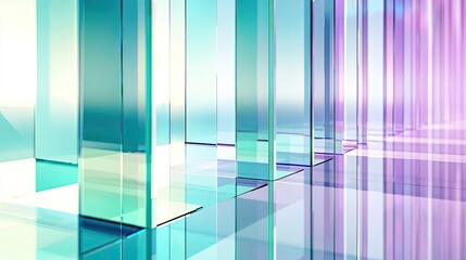 Aufkleber - Symmetry gradient concept. Abstract glass structures reflecting light in various colors for creative backgrounds.