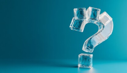 Poster - Glass Blocks Question Mark on Blue Background, Tech-Inspired Design