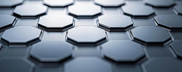 Poster - Minimal symmetry idea. Close-up view of hexagonal patterns on a modern surface, showcasing design and texture.