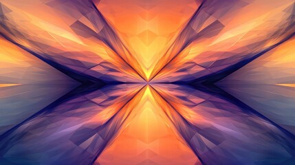Poster - Minimal symmetry idea. Vibrant abstract landscape showcasing colorful hues of orange and purple at sunset.