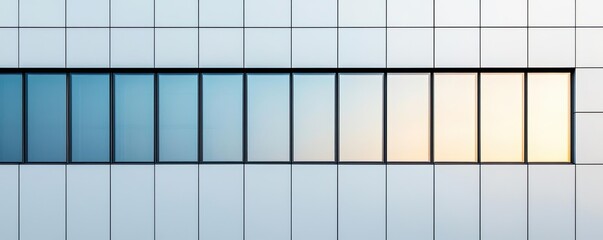 Poster - Minimal symmetry idea. Modern architectural design with colorful windows and geometric patterns.