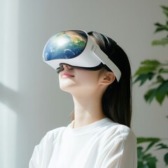 Poster - Virtual reality therapy strategy for global connectivity innovative therapy session modern studio calm environment engaging perspective