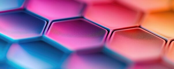 Poster - Vivid gradient concept. Vibrant hexagonal patterns create a visually striking and colorful background.