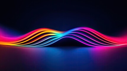 Aufkleber - Vivid gradient concept. Vibrant wave patterns in neon colors on a dark background, creating a dynamic visual effect.