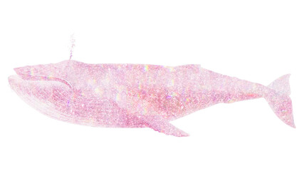 Wall Mural - pink holographic humpback whale design element
