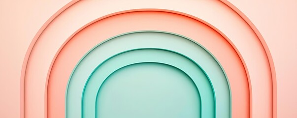 Poster - Symmetry gradient concept. A vibrant layered arch design in soothing pastel colors for modern art.