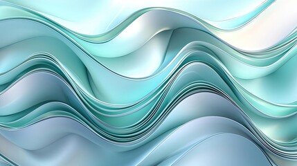 Poster - Symmetry gradient concept. Abstract flowing waves in soothing shades of blue and teal for creative backgrounds.
