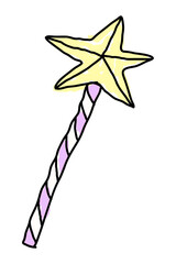 Wall Mural - star fairy wand doodle sticker with a white border design element