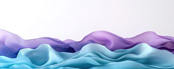 Poster - Vivid gradient concept. Abstract waves of purple and blue fabric create a stunning, flowing visual effect.