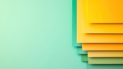 Poster - Symmetry gradient concept. Vibrant layered paper sheets creating depth and color against a subtle background.