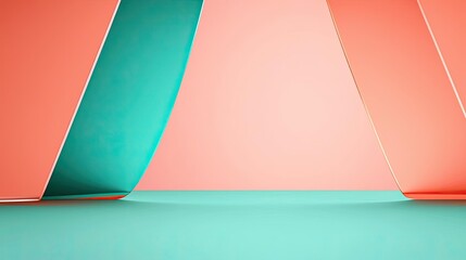 Poster - Symmetry gradient concept. Abstract composition of colorful paper curves creating a modern background.
