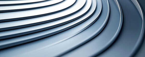 Poster - Symmetry gradient concept. Abstract close-up of smooth metallic curves and waves creating a modern design.