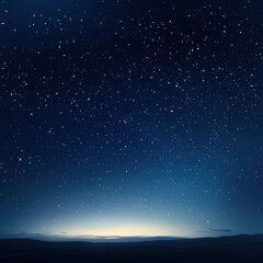 Wall Mural - Serene Night Sky with Stars over Desert Landscape at Dusk, a Deep Blue Celestial Scene.