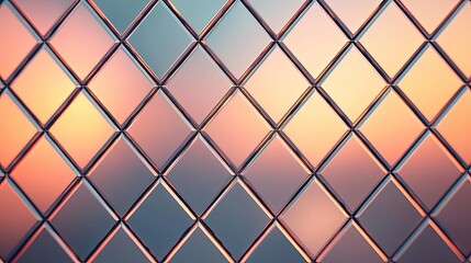 Poster - Symmetry gradient concept. A colorful geometric pattern with diamond shapes reflecting light and color variations.