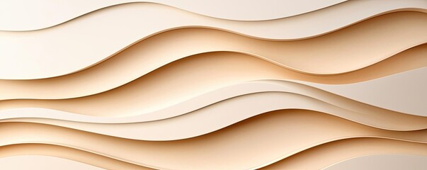 Poster - Symmetry gradient concept. Abstract wavy layers in soothing beige tones create a modern design for backgrounds.