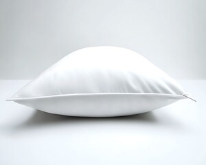 Luxurious white pillow with a minimalist style and clean lines, isolated on a bright white surface.