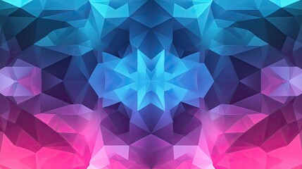 Poster - Symmetry gradient concept. Abstract geometric pattern with vibrant colors in blue, pink, and purple hues.
