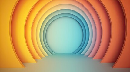 Poster - Symmetry gradient concept. A colorful abstract design featuring concentric circles in vibrant hues.