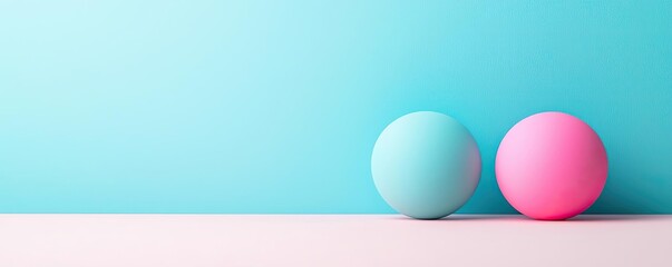 Poster - Vivid gradient concept. Two colorful spheres on a minimalist background create an aesthetic design.