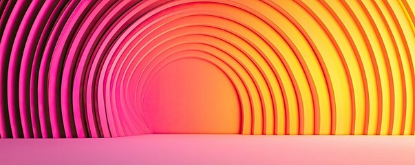 Fototapete - Vivid gradient concept. Vibrant abstract background with colorful concentric circles in pink and orange shades.