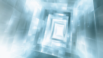 Poster - Into the Light: Abstract tunnel of light and shadows, with an ethereal glow emanating from the center. An intriguing design that invites the viewer to explore the unknown.