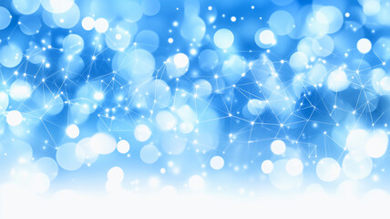 Poster - Azure Sparkle: An ethereal dreamscape of shimmering blue bokeh lights and subtle geometric patterns creates a magical, dreamy atmosphere, perfect for design backgrounds or festive occasions.