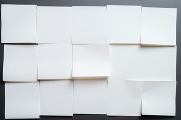Poster - Many blank sticky notes creating a grid pattern on a gray background, providing copy space for various concepts