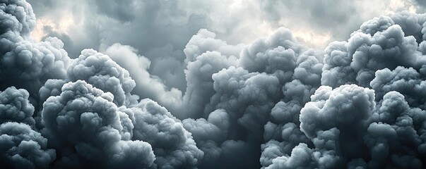 Poster - Cloudy abstract background concept. Dramatic dark clouds gather in the sky, creating an ominous and powerful atmosphere.