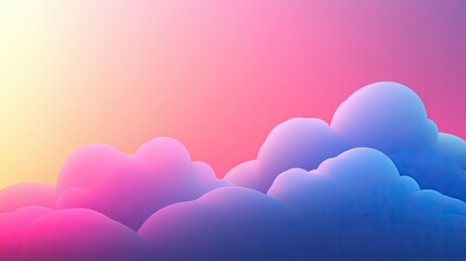 Poster - Cloudy abstract background concept. A vibrant sunset sky with fluffy clouds painted in pink, purple, and blue hues.