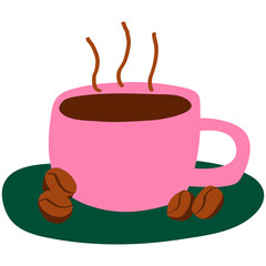 Poster - Coffee cup png sticker, beverage doodle, transparent background