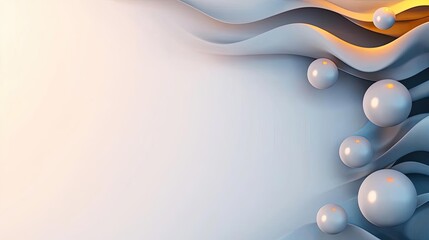 Poster - Blurred abstract background idea. Abstract design featuring smooth waves and floating spheres in soft colors.