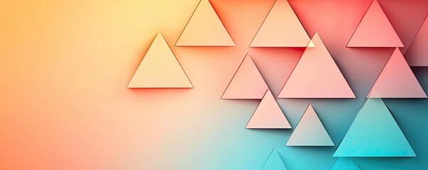 Poster - Triangle abstract background concept. An abstract composition of colorful triangles on a soft gradient background.